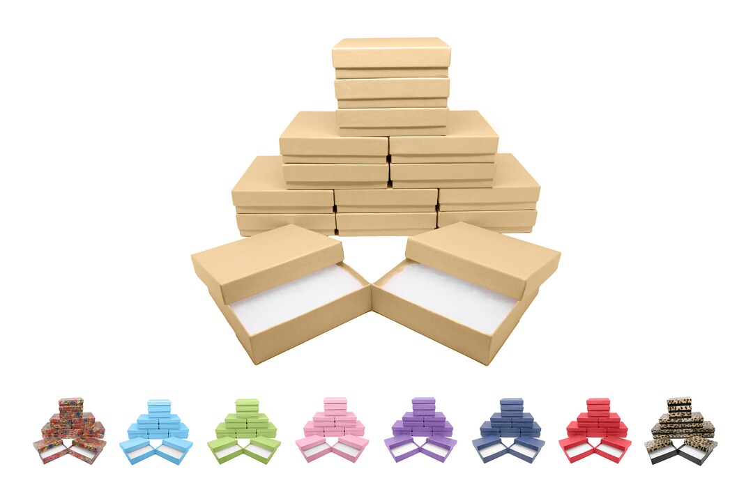 Novel Box Made IN USA Jewelry Gift Box in Kraft With Removable Cotton