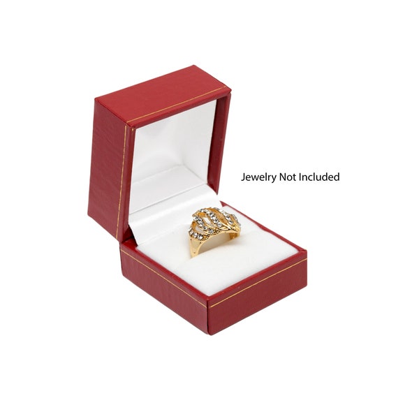 Novel Box™ Classic Carter Design Leatherette Red Ring Jewelry Gift Box