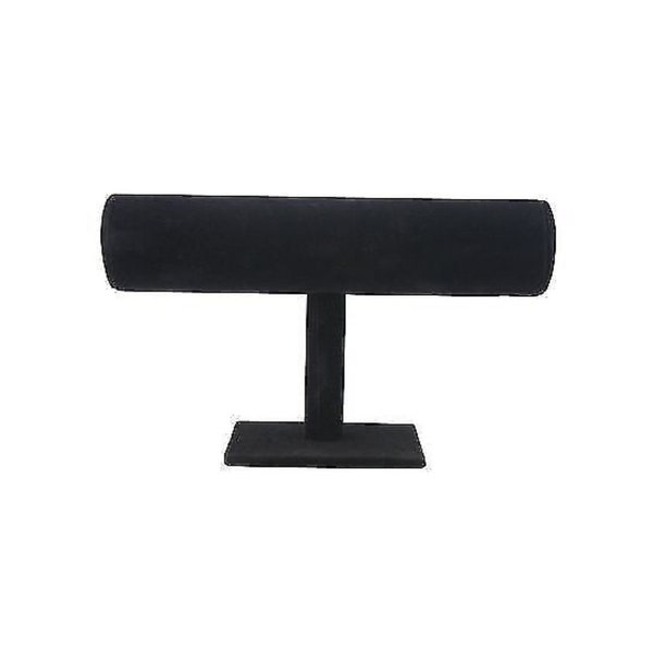 7" Velvet T-Bar Jewelry Display Stand, Bracelet Holder Black, Bangle Organizer