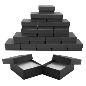 Novel Box™ Made IN USA Jewelry Gift Box in Black with Removable Cotton Pad 3 x 2.3 x 1" (Pack of 20)