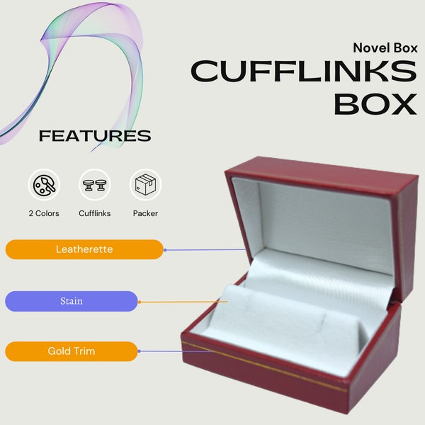 Novel Box Cufflinks Jewelry Box with Gold Trim