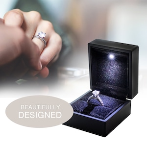 Novel Box™ Black Leatherette LED Engagement / Proposal / Wedding Ring Box Display