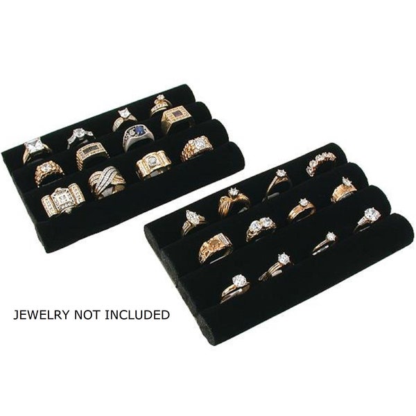 Novel Box™ Continuous Slot Black Velvet Ring Display Tray Insert - 2 Pack