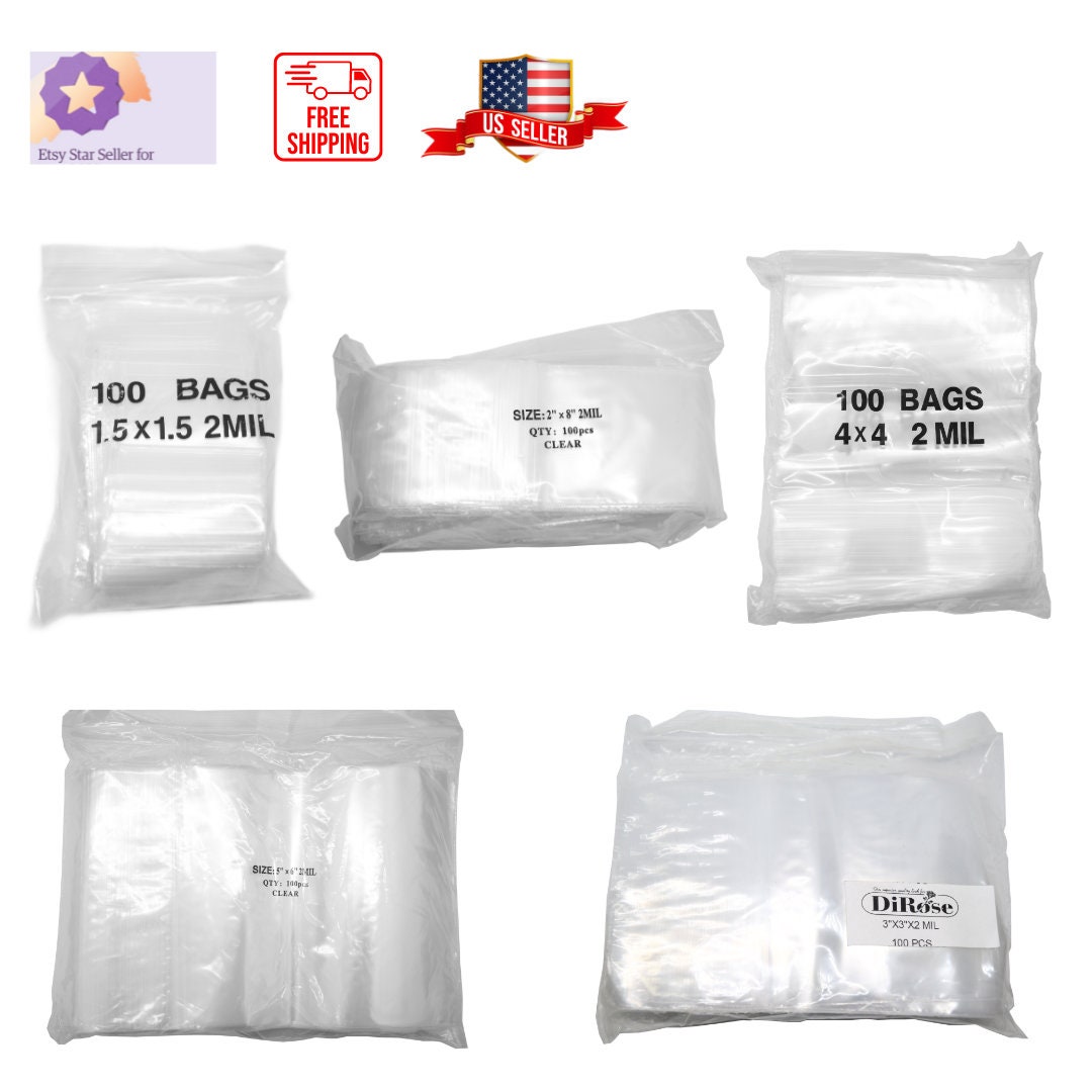 100 Count Heavy Duty Clear Plastic Zip Bags, 4mil Thickness, Reclosable Top  Lock Large Small Mini Baggies for Beads Jewelry Storage 