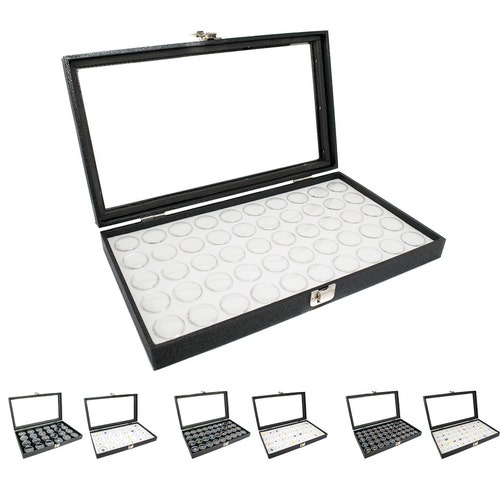 Novel Box™ Large Glass Top Black Leatherette Jewelry Display Etsy