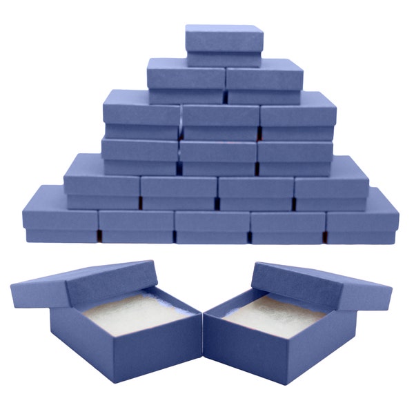 Novel Box™ Made IN USA Jewelry Gift Box in Blue with Removable Cotton Pad 3 x 2.3 x 1" (Pack of 20)