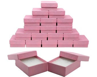 Novel Box™ Made IN USA Jewelry Gift Box in Pink with Removable Cotton Pad 3 x 2.3 x 1" (Pack of 20)