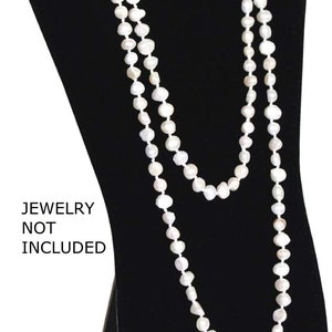 Novel Box™ Covered Padded Wood Necklace Display W/ Easel, Black Velvet and White Leatherette 2 Pack image 2
