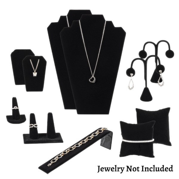 Novel Box Black Velvet Jewelry Display Set Necklace Pendant Bracelet Earring Ring - Accesories