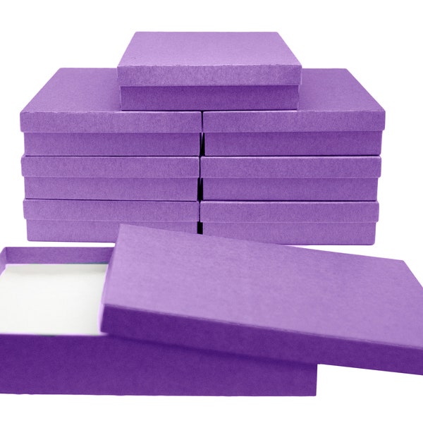 Novel Box™ Made IN USA Jewelry Gift Box in Purple with Removable Cotton Pad 7 x 5 x 1.25" (Pack of 8)