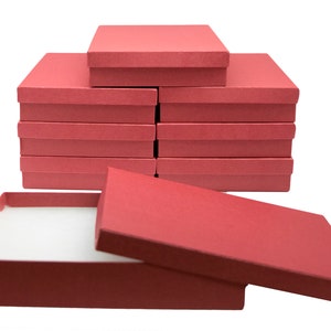 Novel Box™ Made IN USA Jewelry Gift Box in Red with Removable Cotton Pad 7 x 5 x 1.25" (Pack of 8)