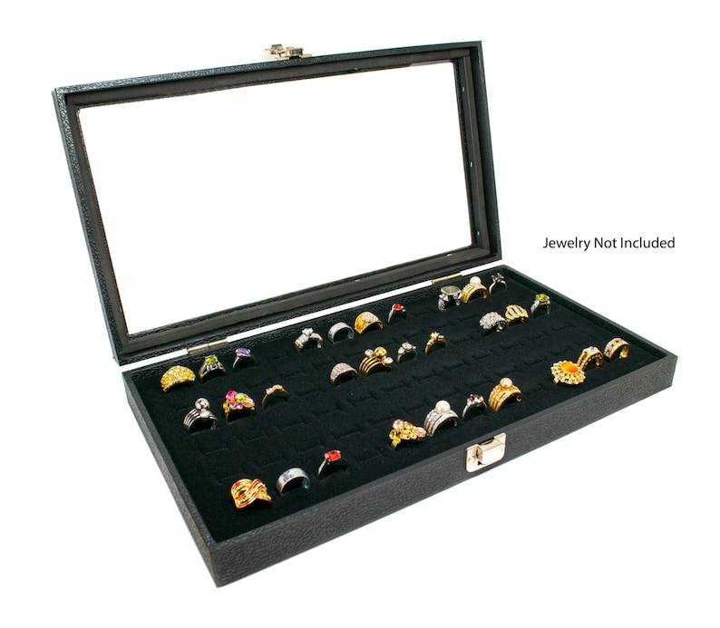 Novel Box™ Glass Top Black Jewelry Display Case Black 72 Etsy