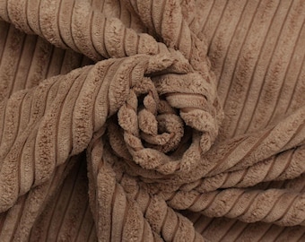 Caramel Velvet Upholstery Fabric, Soft Textured Material by The Metre