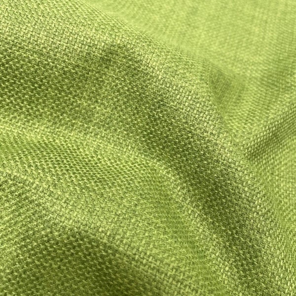 Soft Plain Linen Look Designer Upholstery Fabric By The Metre - Lime Green