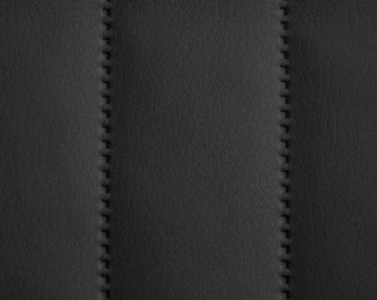 Quilted Faux Leather Fabric By The Metre - Vertical Fluted Stripe - Leather By The Metre - Black