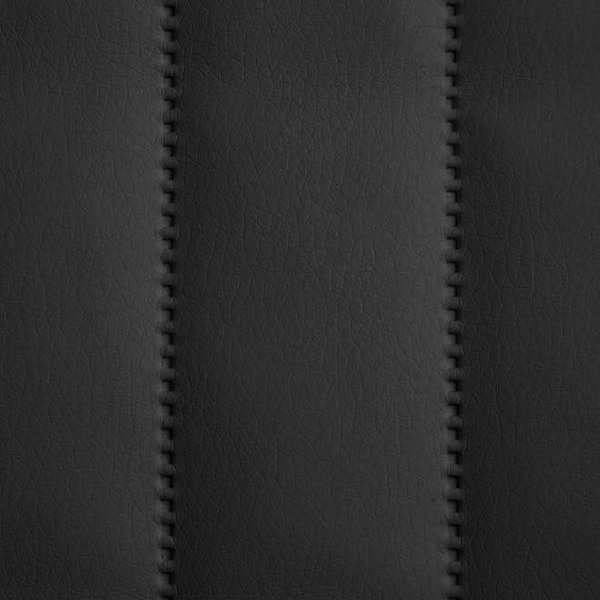 Tissu simili cuir matelassé au mètre - Rayure cannelée verticale - Cuir au mètre - Noir