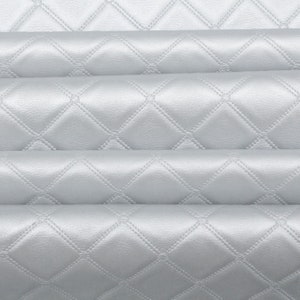 Quilted Diamond Stitch Faux Leather Upholstery Fabric - Fire Retardant - By The Metre
