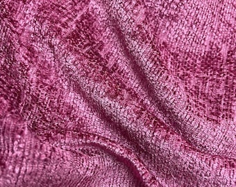 Heavy Weight Upholstery Chenille Fabric By the Metre - Hot Pink