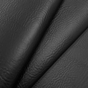 Luxury Faux Leather Fire Retardant Upholstery Fabric By The Metre - Black Grain