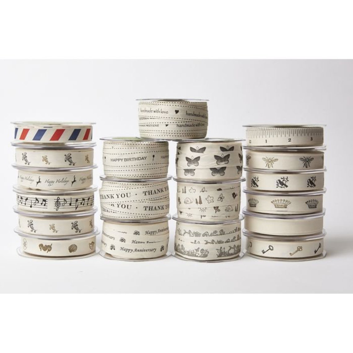 Ivory Canvas Printed Ribbons Etsy