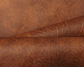 Chestnut Brown Faux Leather Upholstery Fabric by the Metre, Fire Retardant Vinyl