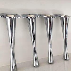 Chrome Tapered French Furniture Legs x 4