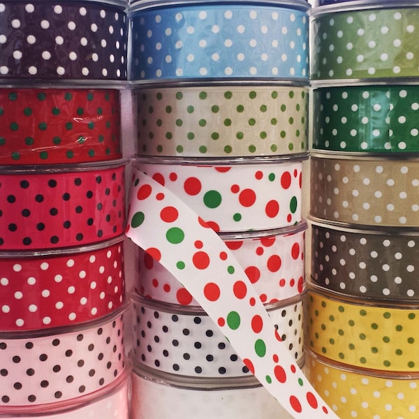 Polkadot Grossgrain  38mm Ribbon By The Metre