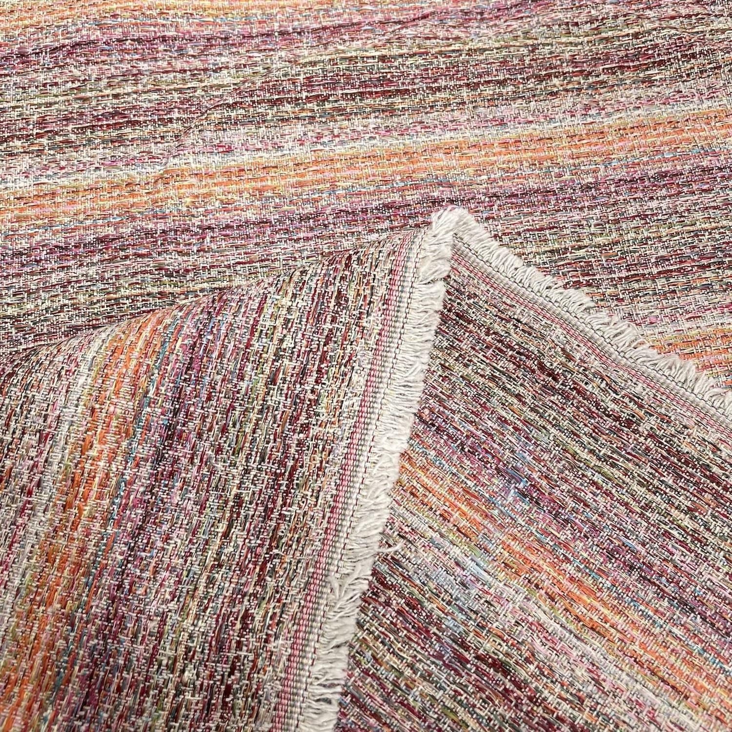 Bohemian Boucle Stripe Upholstery Fabric Multicoloured Etsy UK
