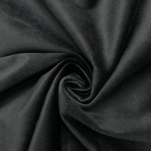 Regents Lux Velvet Fire Retardant Upholstery Fabric By The Metre - Black