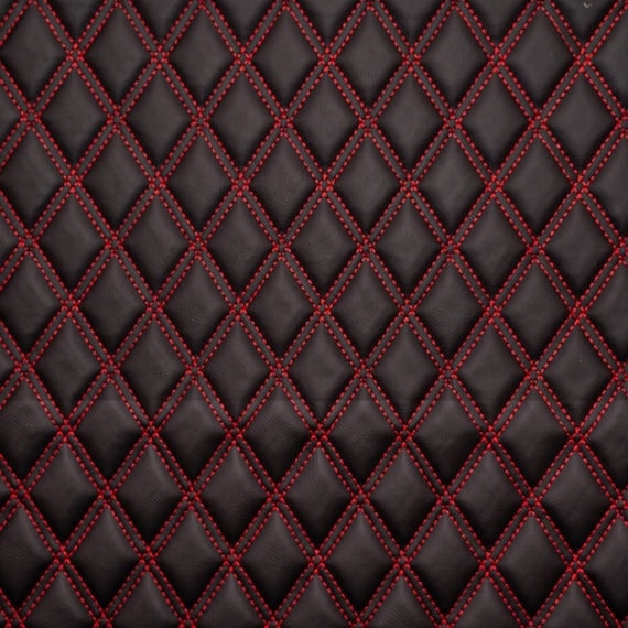 Black Double Stitch Diamond 6mm Scrim Foam Backed Fabric for Etsy UK