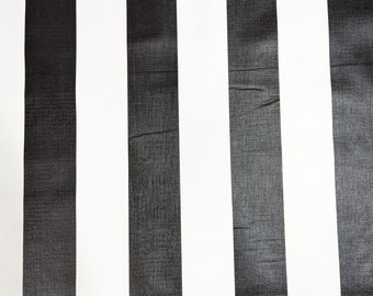 Black & White Stripe Canvas Fabric: Fire Retardant, UV Resistant - By The Metre