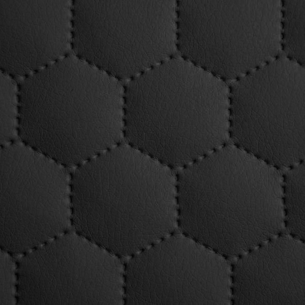 Tissu synthétique matelassé au mètre - Point hexagonal - Cuir au mètre - Noir