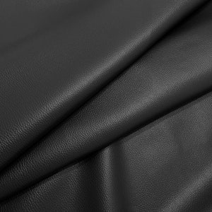 Luxury Faux Leather Fire Retardant Upholstery Fabric By The Metre - Black Smooth