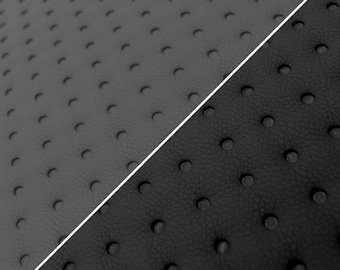 Black or Grey Debossed Dots Quilted Faux Leather Upholstery Fabric by the Metre