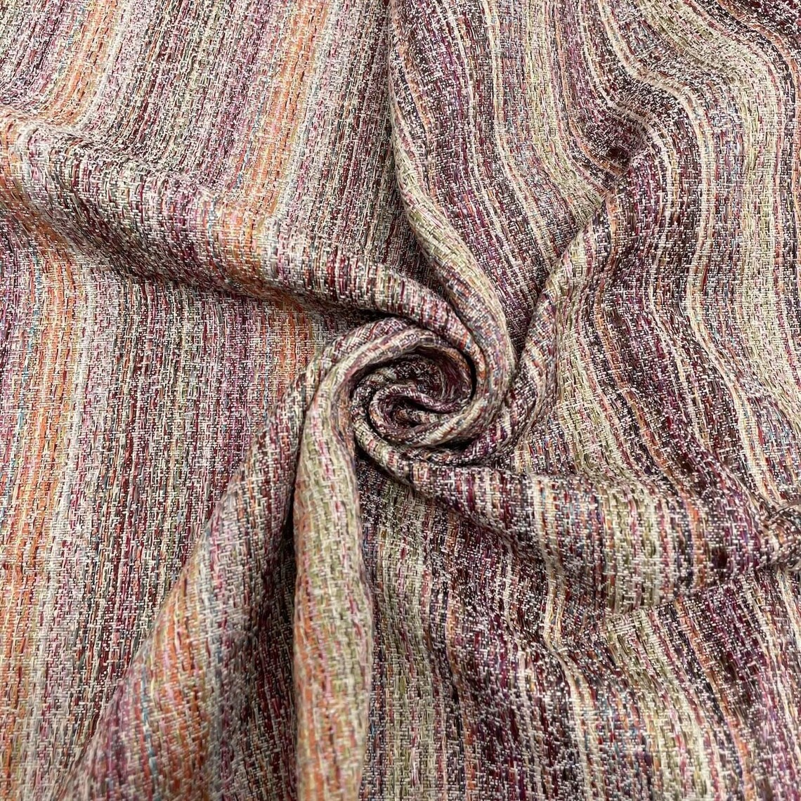 Bohemian Boucle Stripe Upholstery Fabric Multicoloured Etsy UK