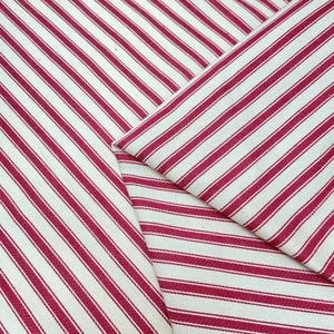 Cotton Woven Ticking Stripe Fabric | Vintage Furnishing Material By The Metre - Red