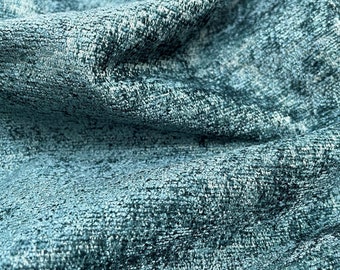 Waltz Wet Look Chenille Upholstery Fabric - Teal