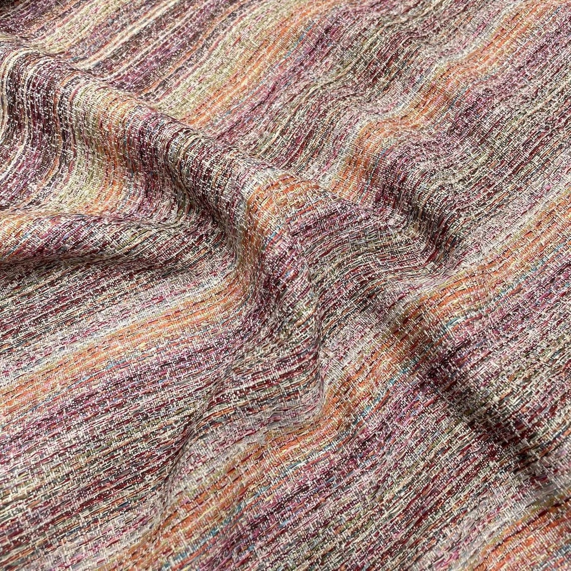 Bohemian Boucle Stripe Upholstery Fabric Multicoloured Etsy UK