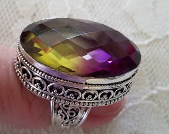 Amertrine Chakra Jewelry- Ametrine Ring, 7.5