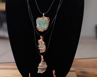 Wire Wrapped Green Calcite Necklace