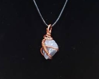 Wire Wrapped Blue Calcite Necklace