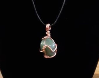 Wire Wrapped Green Aventurine Necklace