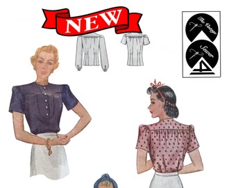 Vintage patrón de costura damas y señoritas blusa M3722 c1940s Tamaño 18 B36 Descarga instantánea
