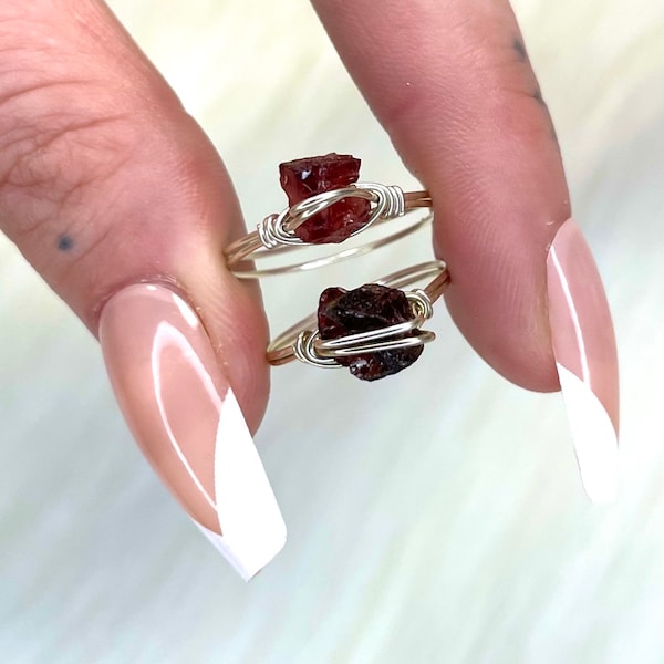 raw garnet ring