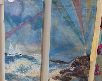 Lighthouse Coast – A Pair of Paintings by Create Display - nautical interior design accessory