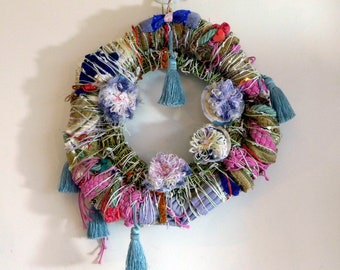 Spring rainbow flower wreath wall hanging door decor floral decoration Mothers day or Easter garden style porch