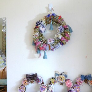 Spring rainbow flower wreath wall hanging door decor floral image 8