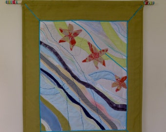 Winter Kiss Textile Wall Hanging Art by Create Display, tapetsry art, wall art, wall decor