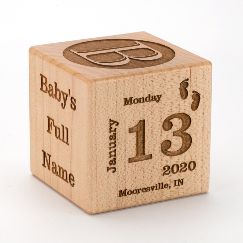 Personalized Baby Block New Baby Birth Block Personalized Baby Etsy