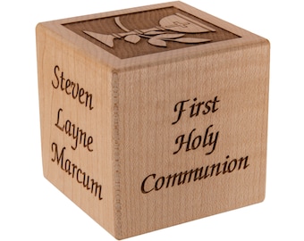 Personalized First Communion Block, Holy Communion Gift, First Holy Communion Keepsake